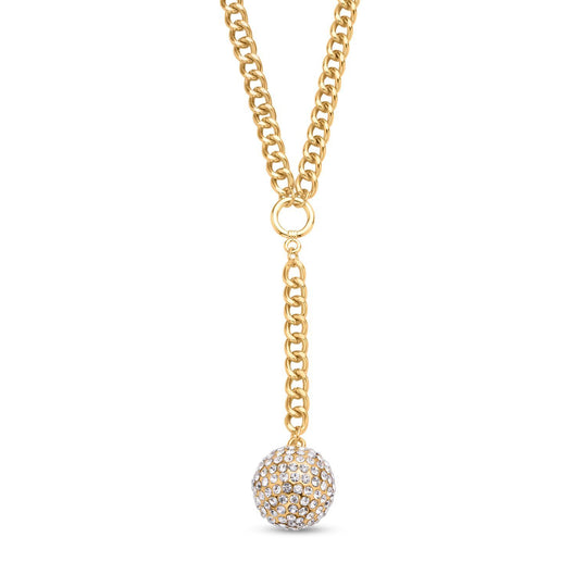 2er Set -Weißes Kristall-Collier und Ohrstecker, ca. 50 cm, goldfarben 7.00 ct
