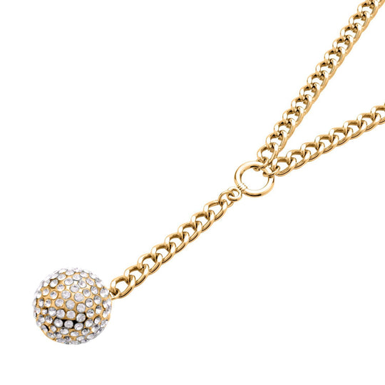 2er Set -Weißes Kristall-Collier und Ohrstecker, ca. 50 cm, goldfarben 7.00 ct
