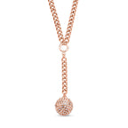 2er Set - Weißes Kristall-Collier und Ohrstecker, ca. 50 cm, roséfarben