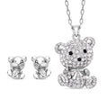2er-Set, weißer und schwarzer Kristall-Anhänger mit Kette und Ohrringe - 9,09 ct.