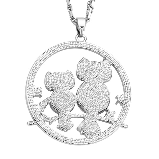 Künstlicher Katzenauge und weißer Kristall Eulen-Anhänger mit Kette, goldfarben
