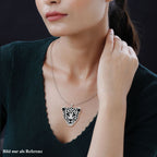 Weißer und schwarzer Kristall Leopard-Anhänger mit Kette, silberfarben