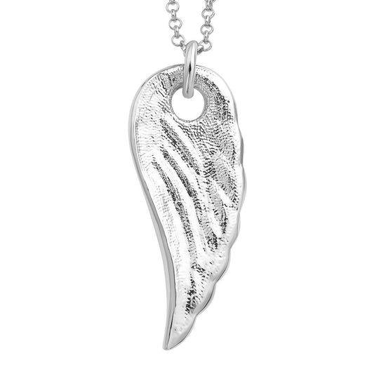 Weißer Kristall Flügel-Anhänger mit Kette, silberfarben