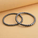2er Set Hämatit Armbänder, Rund-Kugel ca. 166,00 ct