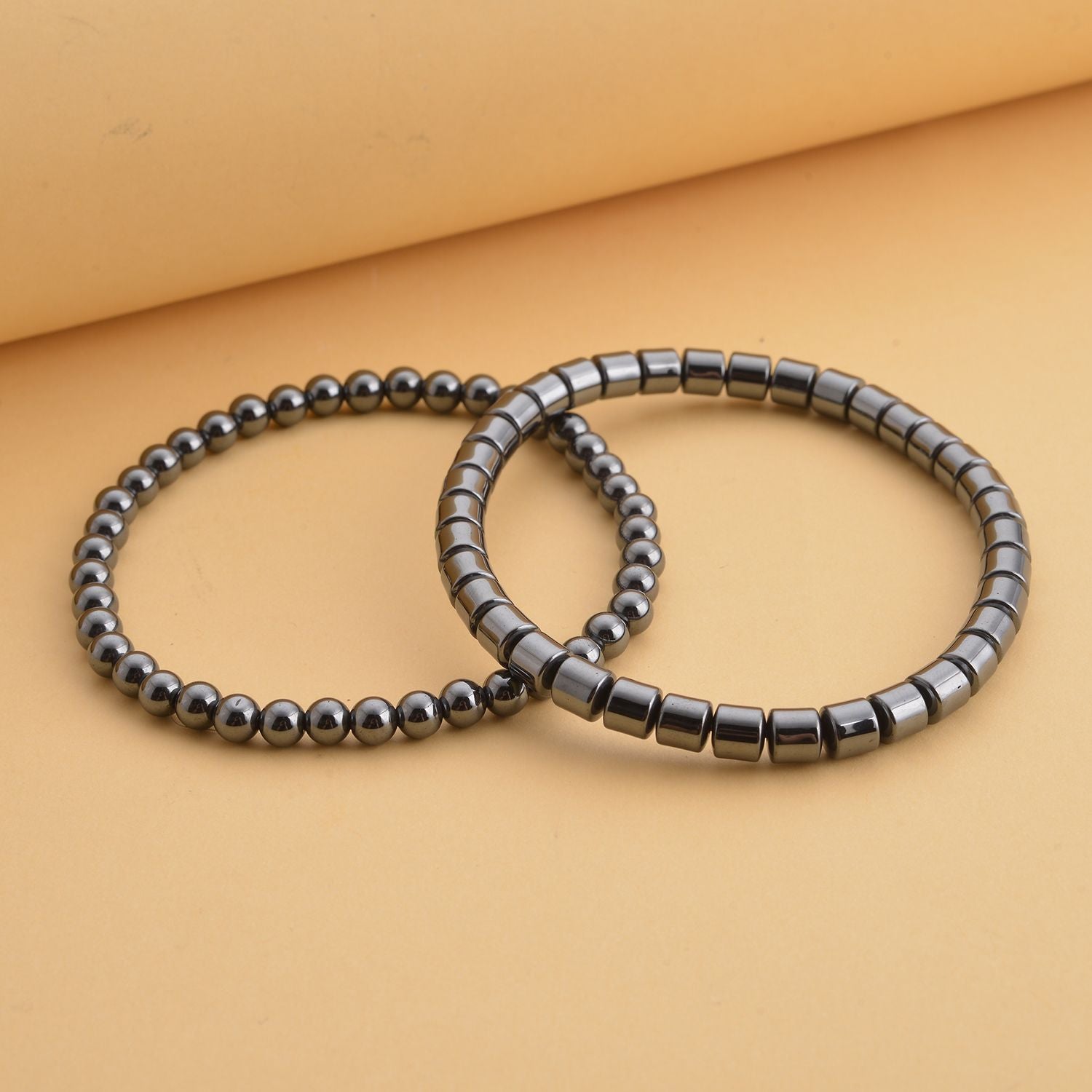 2er Set Hämatit Armbänder, Rund-Kugel ca. 166,00 ct