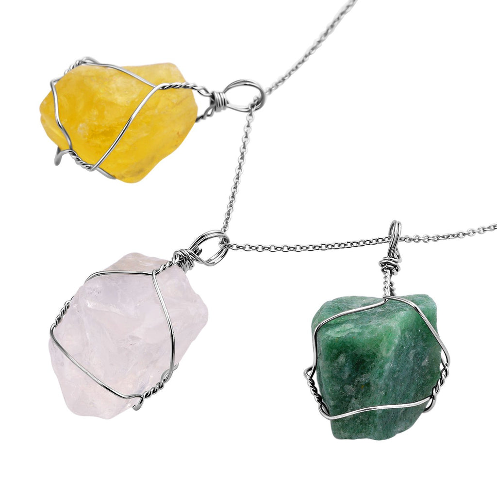 Citrin, grüne Aventurin und weiße Quarz Halskette, Messing und Edelstahl ca. 231.00 ct