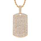 Rechteckiger Anhänger und Kette mit weißem Kristallbesatz, goldfarben 8.00 ct