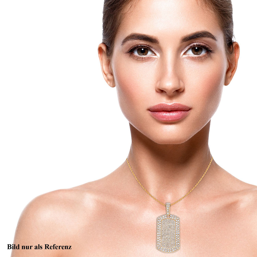 Rechteckiger Anhänger und Kette mit weißem Kristallbesatz, goldfarben 8.00 ct