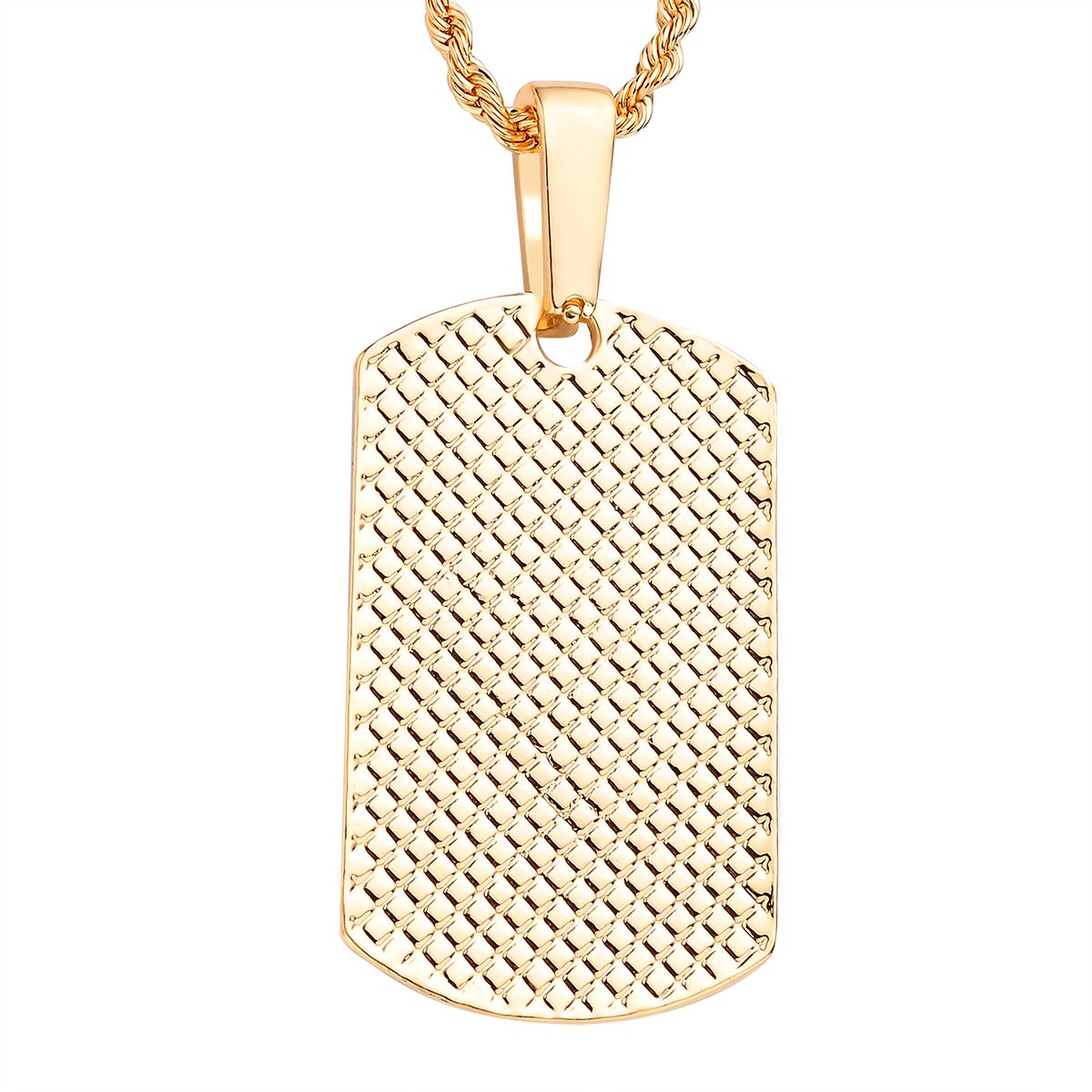 Rechteckiger Anhänger und Kette mit weißem Kristallbesatz, goldfarben 8.00 ct