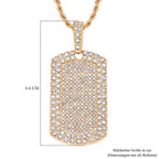 Rechteckiger Anhänger und Kette mit weißem Kristallbesatz, goldfarben 8.00 ct