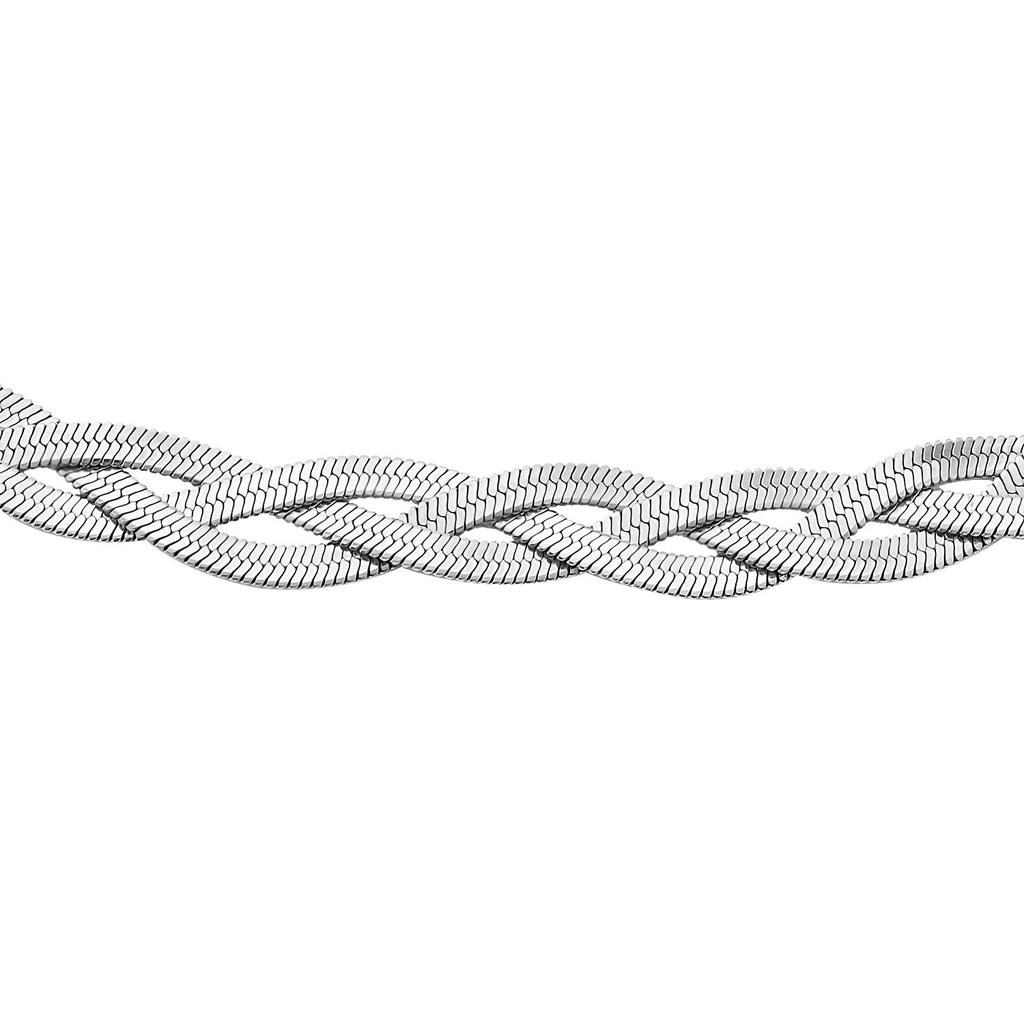 2er Set, Geflochtene Halskette und Armband, Edelstahl silberfarben