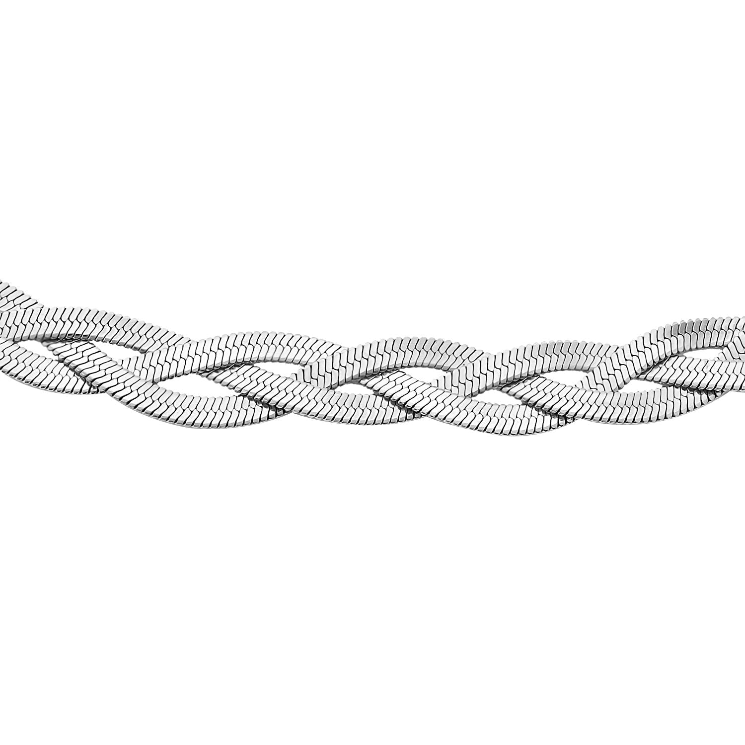 2er Set, Geflochtene Halskette und Armband, Edelstahl silberfarben
