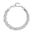 2er Set, Geflochtene Halskette und Armband, Edelstahl silberfarben