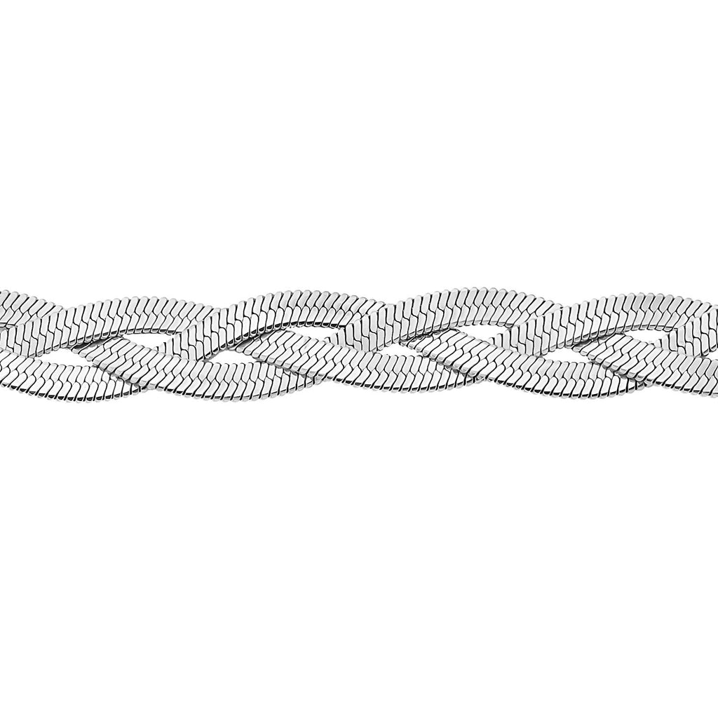 2er Set, Geflochtene Halskette und Armband, Edelstahl silberfarben