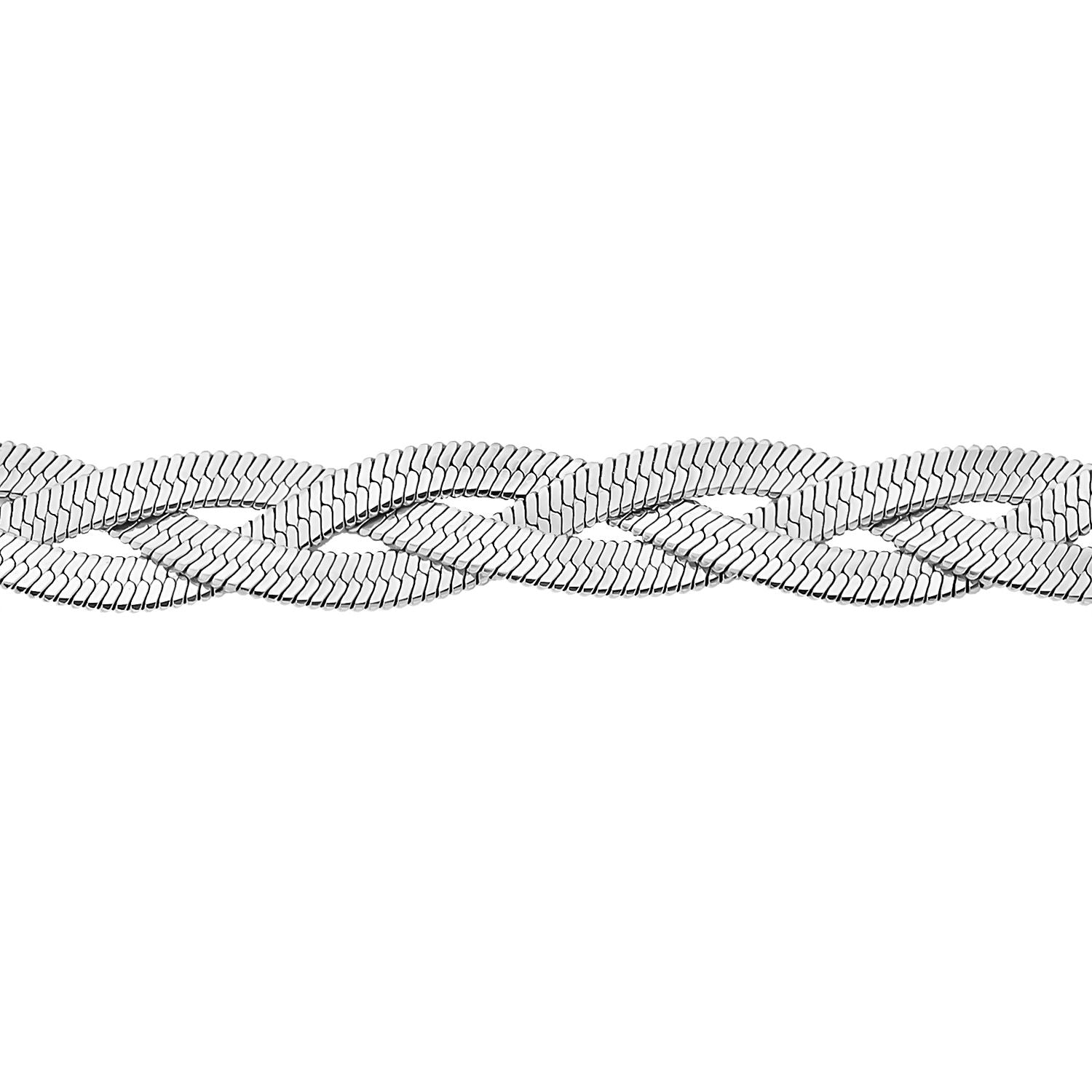 2er Set, Geflochtene Halskette und Armband, Edelstahl silberfarben