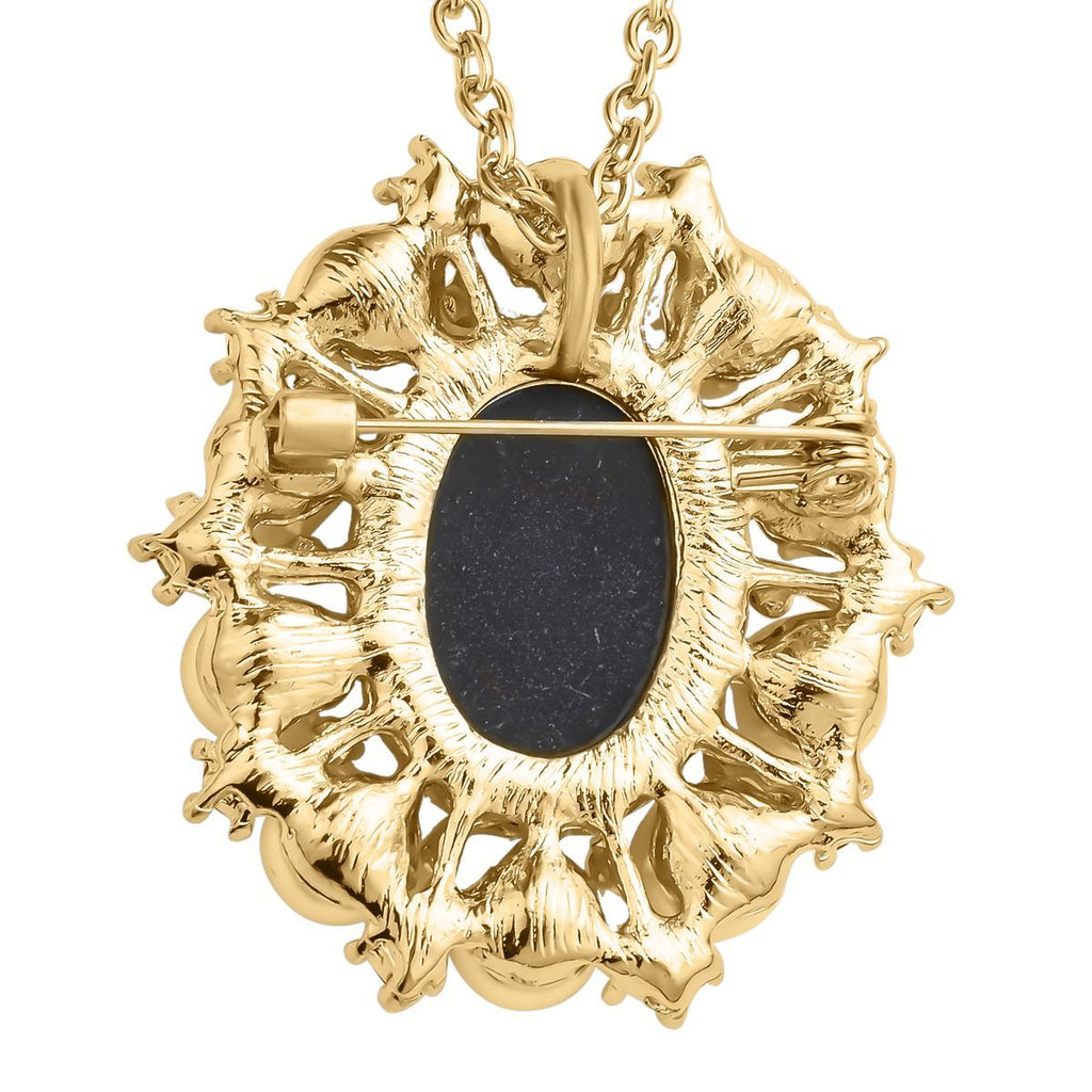 Kamee-Schmuck, Kunststoff Perlen Kette mit Anhänger, goldfarben
