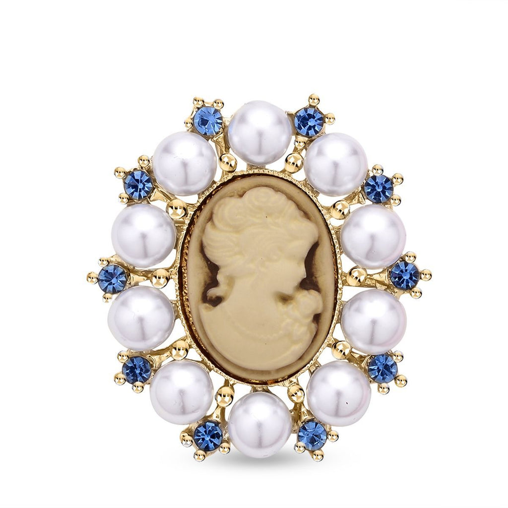 Kamee-Schmuck, Kunststoff Perlen Kette mit Anhänger, goldfarben
