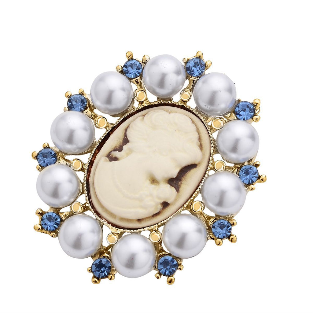 Kamee-Schmuck, Kunststoff Perlen Kette mit Anhänger, goldfarben