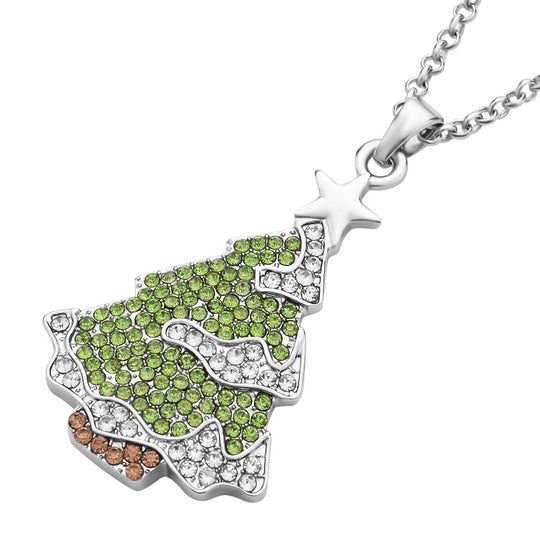 Mehrfarbiger Kristall Christbaum-Anhänger mit Kette, silberfarben 2.80 ct