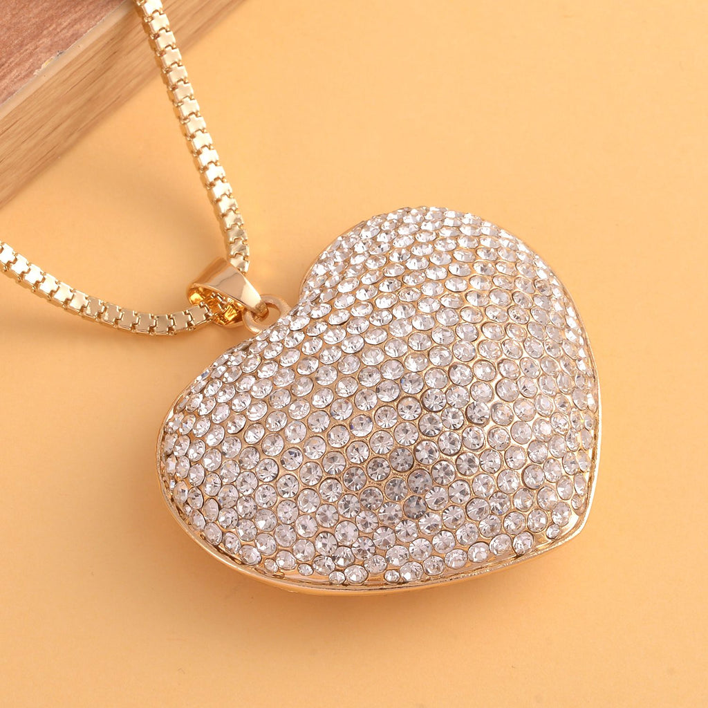 Goldfarbener Kristall-Herzanhänger mit Kette 5.00 ct