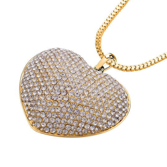 Goldfarbener Kristall-Herzanhänger mit Kette 5.00 ct