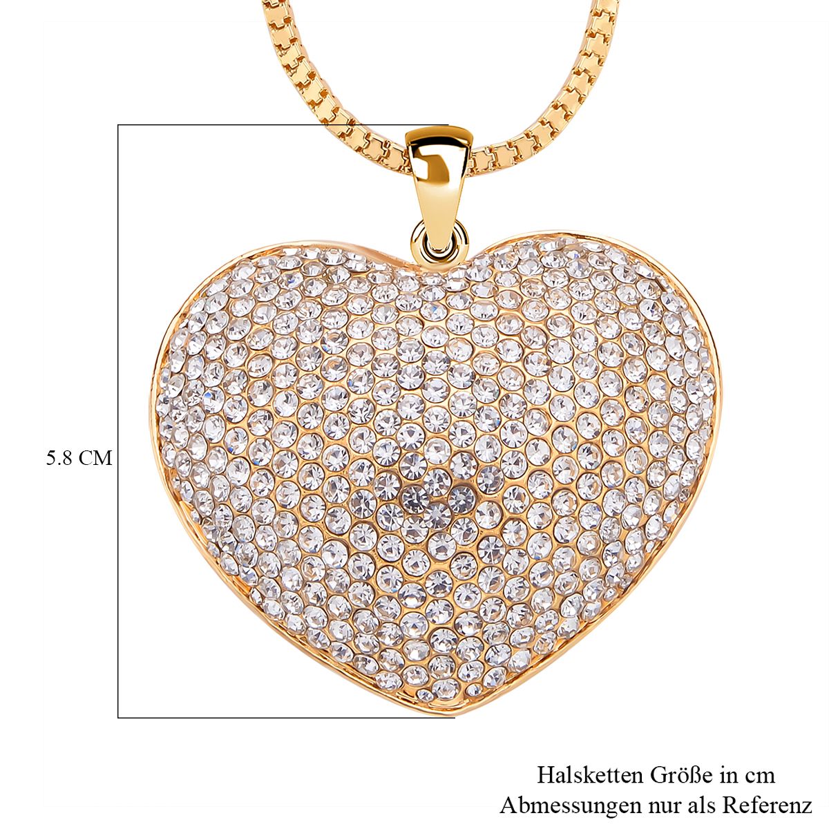 Goldfarbener Kristall-Herzanhänger mit Kette 5.00 ct