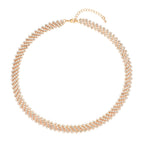 Designer Kollektion - Weiße Kristall Halskette und Ohrringe, goldfarben