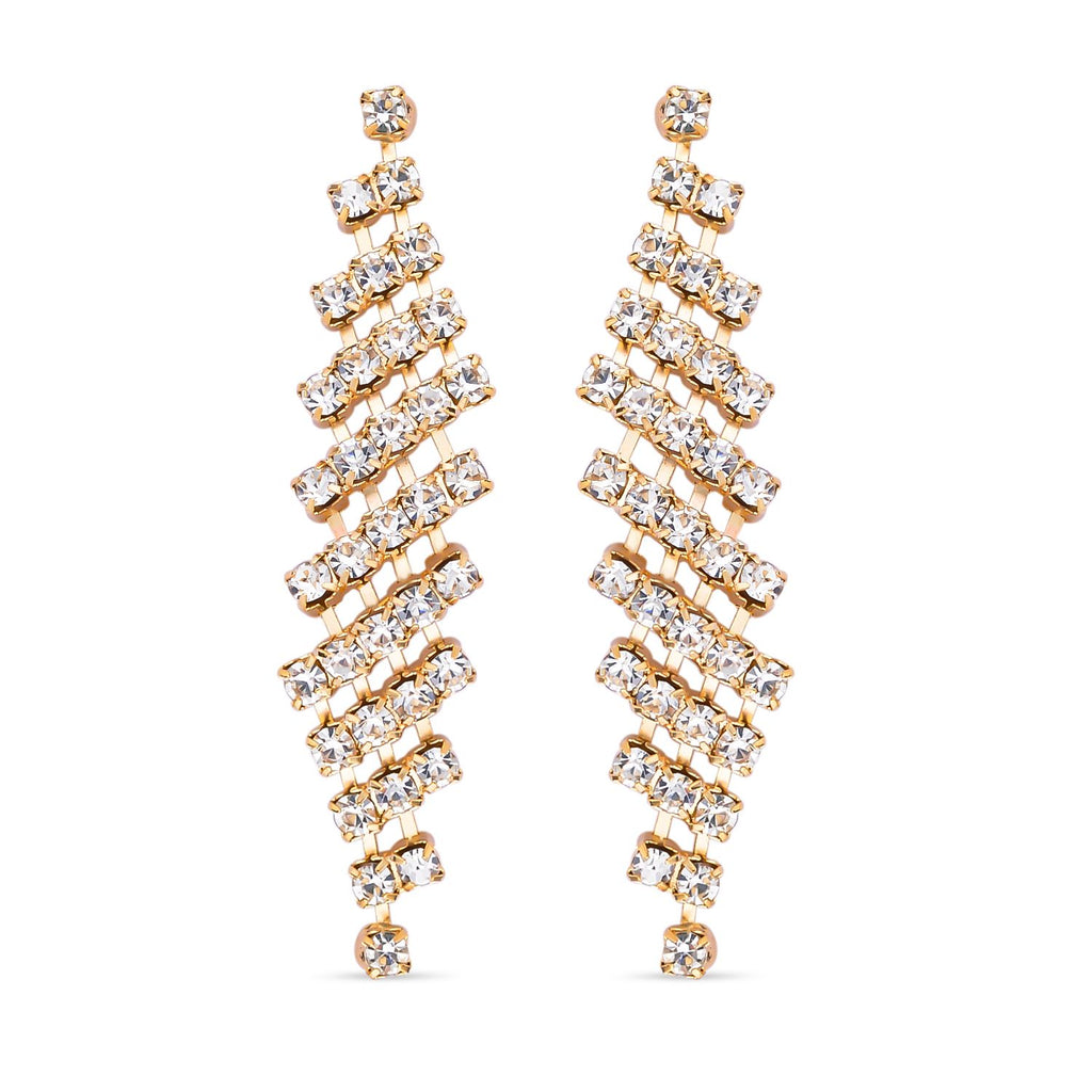 Designer Kollektion - Weiße Kristall Halskette und Ohrringe, goldfarben