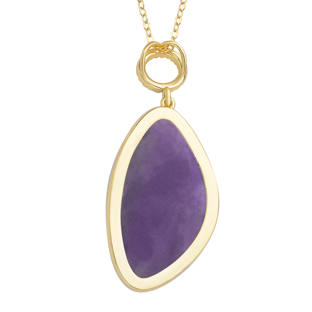 Afrikanischer Amethyst, Weißer Zirkonia Anhänger mit Kette, Goldfarbene ca. 18.00 ct