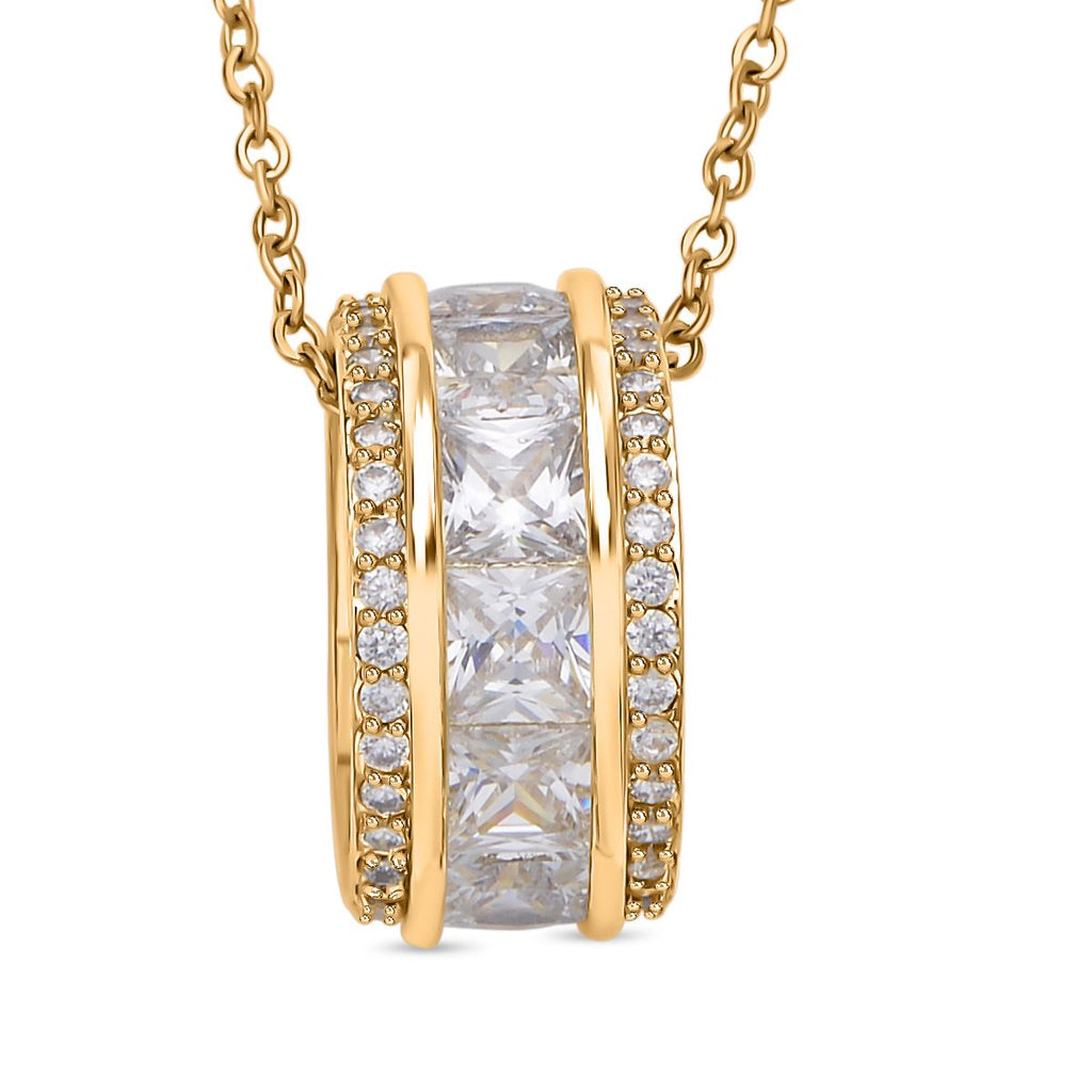 Weißer Zirkonia-Anhänger mit Kette, Messing, ca. 2.50 ct