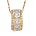 Weißer Zirkonia-Anhänger mit Kette, Messing, ca. 2.50 ct