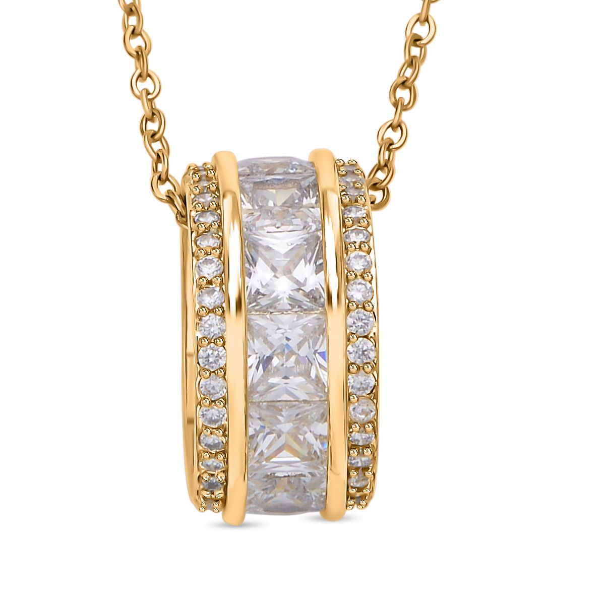 Weißer Zirkonia-Anhänger mit Kette, Messing, ca. 2.50 ct