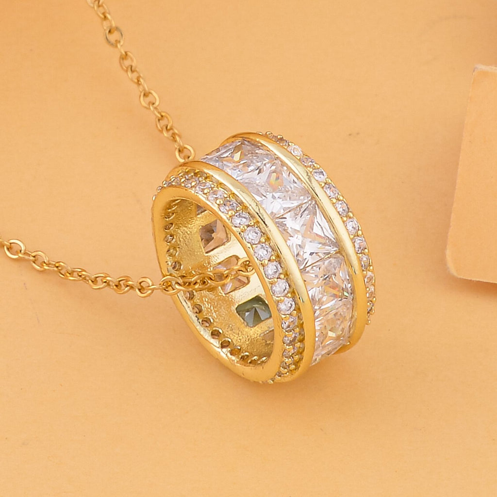 Weißer Zirkonia-Anhänger mit Kette, Messing, ca. 2.50 ct