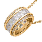 Weißer Zirkonia-Anhänger mit Kette, Messing, ca. 2.50 ct