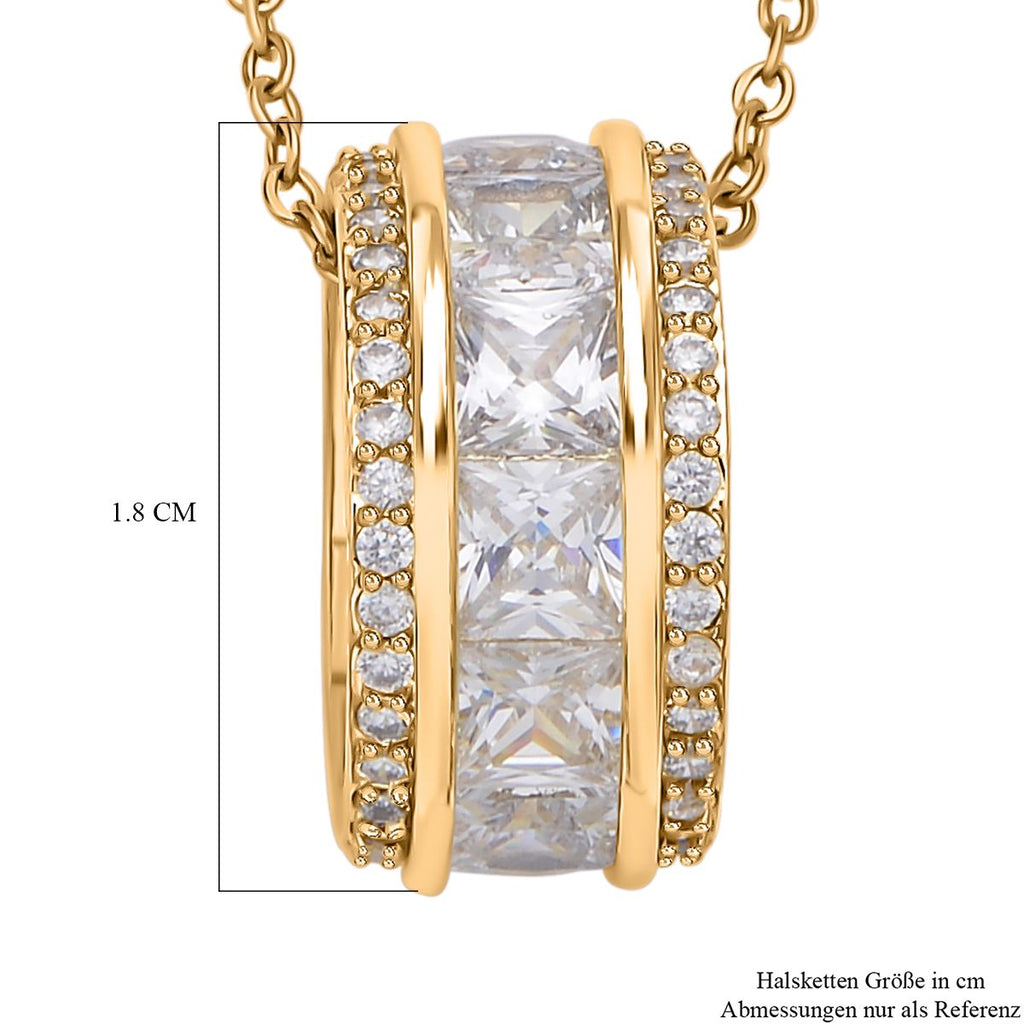Weißer Zirkonia-Anhänger mit Kette, Messing, ca. 2.50 ct