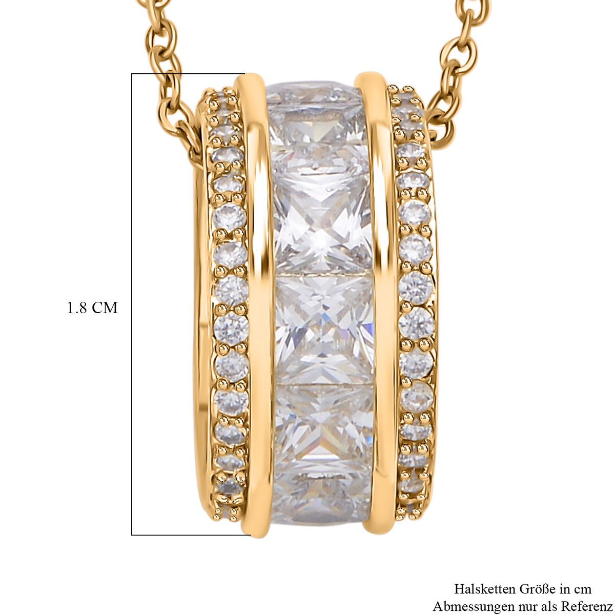 Weißer Zirkonia-Anhänger mit Kette, Messing, ca. 2.50 ct