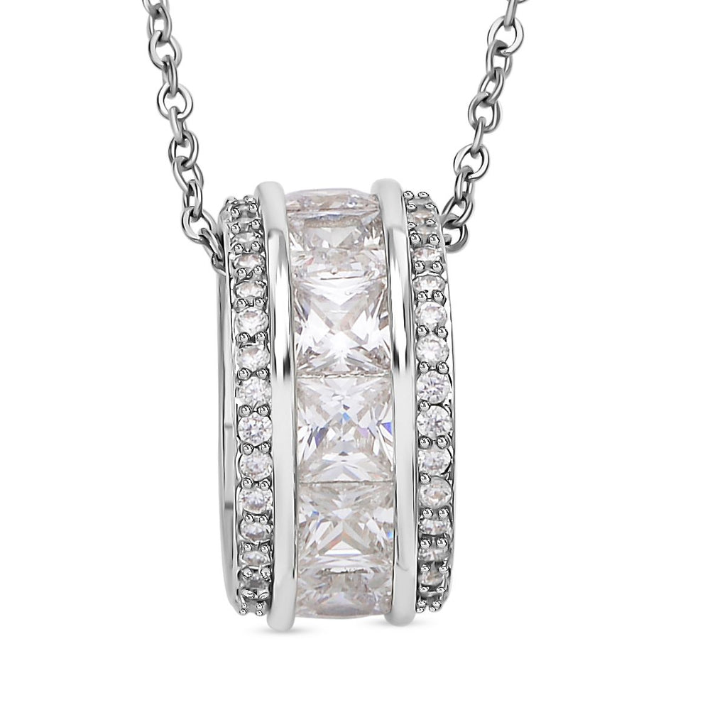 Weißer Zirkonia-Anhänger mit Kette, Messing, ca. 2.50 ct