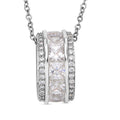 Weißer Zirkonia-Anhänger mit Kette, Messing, ca. 2.50 ct