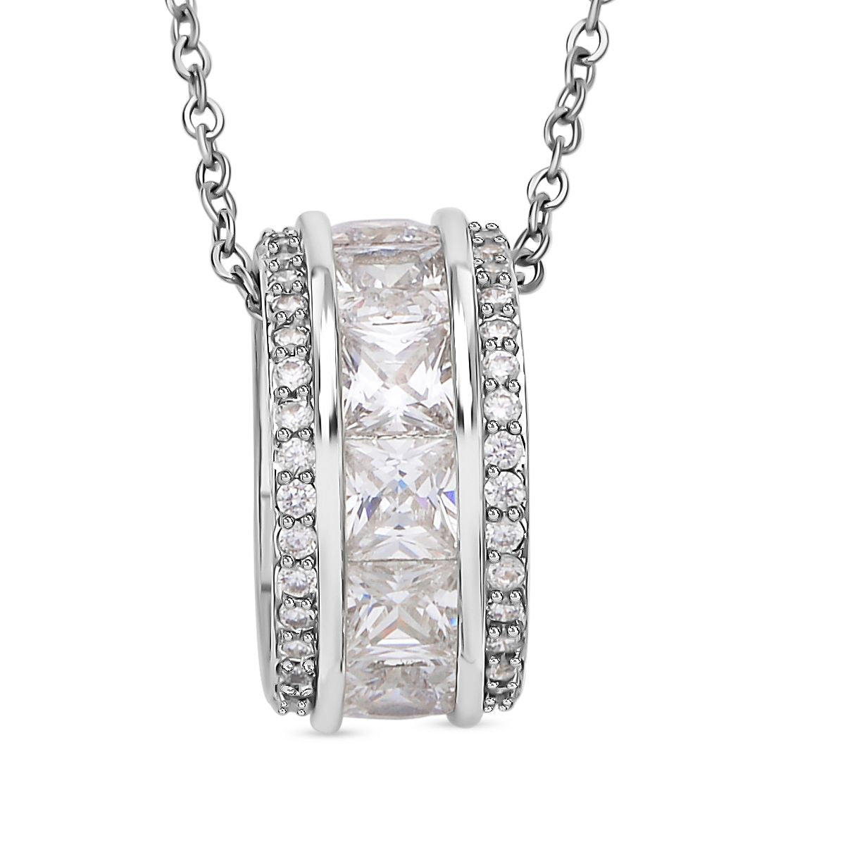 Weißer Zirkonia-Anhänger mit Kette, Messing, ca. 2.50 ct