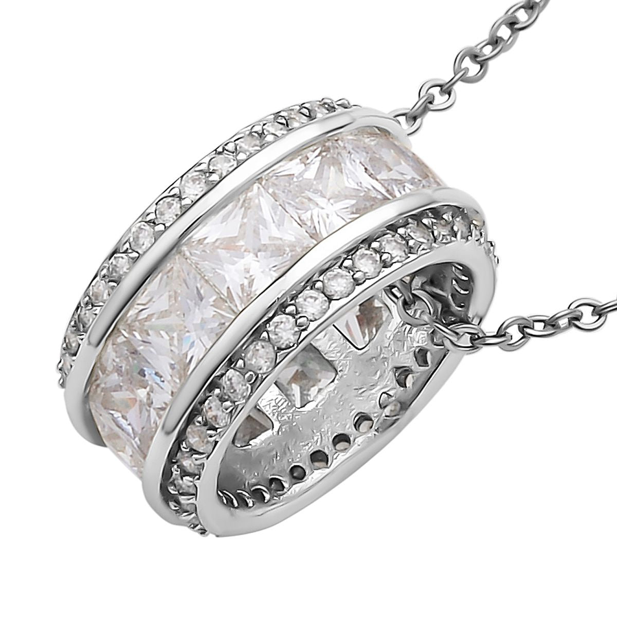 Weißer Zirkonia-Anhänger mit Kette, Messing, ca. 2.50 ct