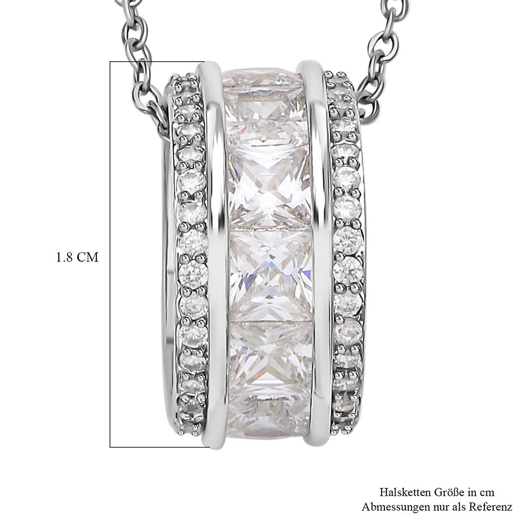 Weißer Zirkonia-Anhänger mit Kette, Messing, ca. 2.50 ct