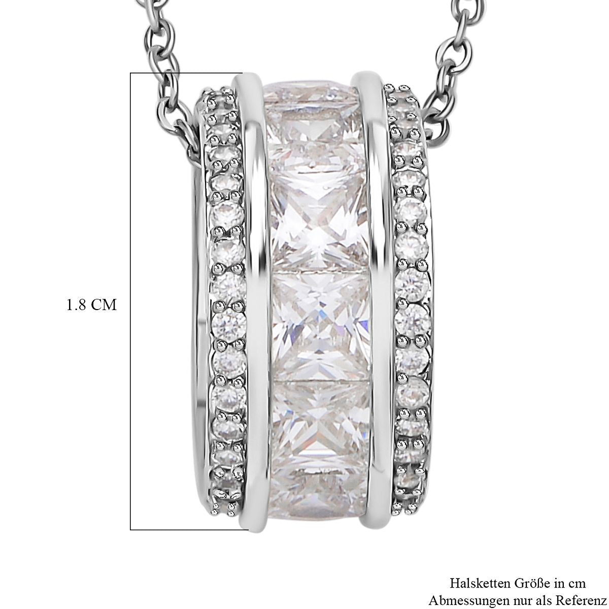 Weißer Zirkonia-Anhänger mit Kette, Messing, ca. 2.50 ct