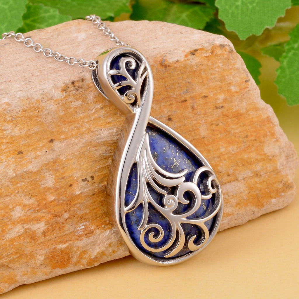 Lapislazuli Anhänger mit Kette, Edelstahl ca. 20.00 ct