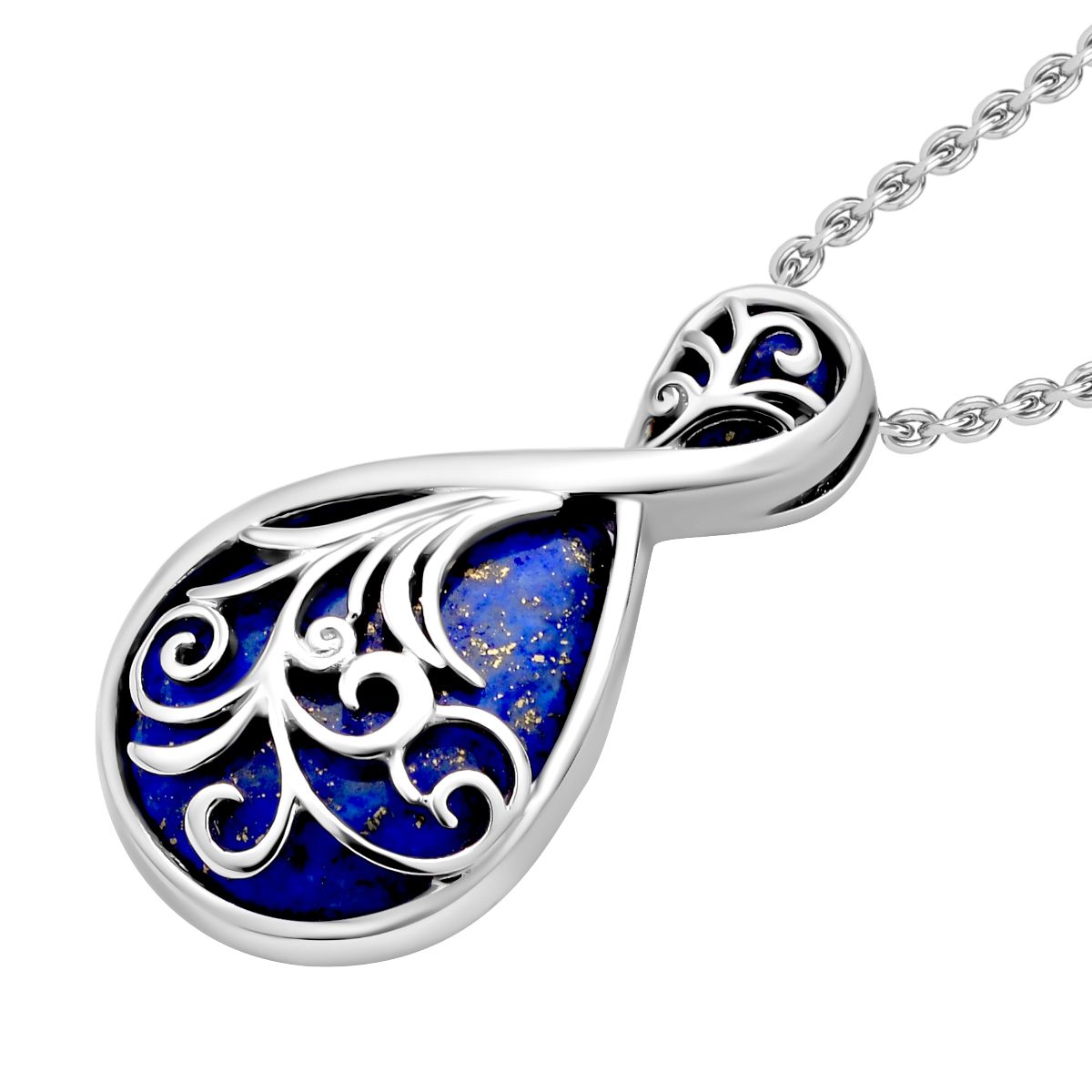 Lapislazuli Anhänger mit Kette, Edelstahl ca. 20.00 ct