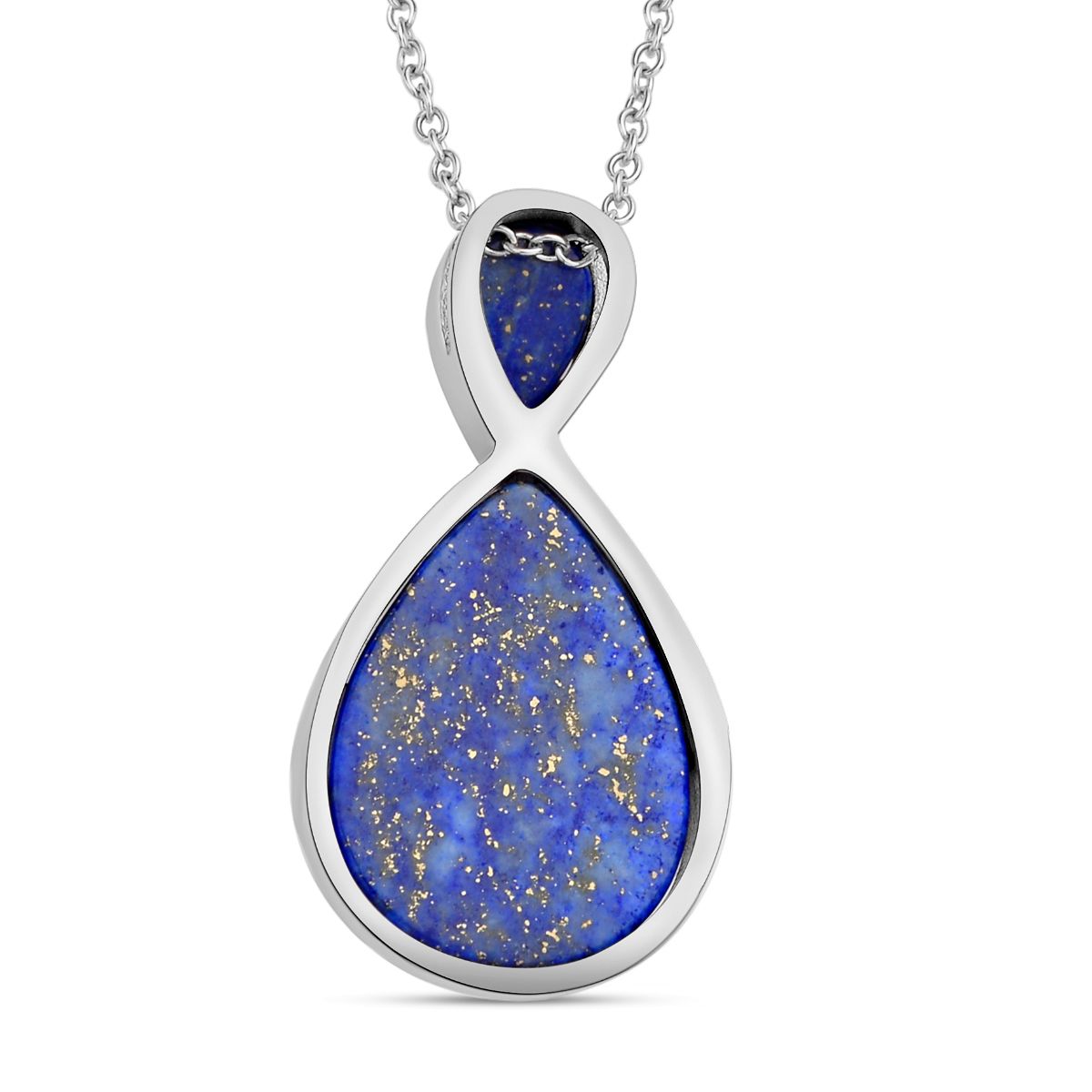 Lapislazuli Anhänger mit Kette, Edelstahl ca. 20.00 ct