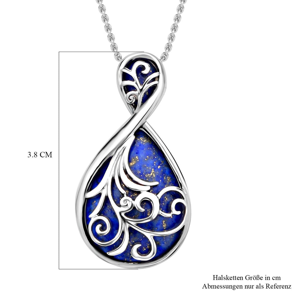 Lapislazuli Anhänger mit Kette, Edelstahl ca. 20.00 ct