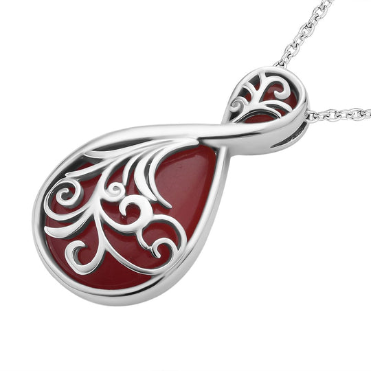 Roter Achat Anhänger mit Kette, Edelstahl ca. 20.00 ct