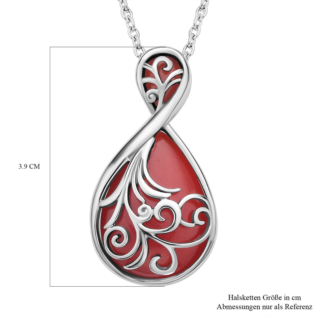 Roter Achat Anhänger mit Kette, Edelstahl ca. 20.00 ct