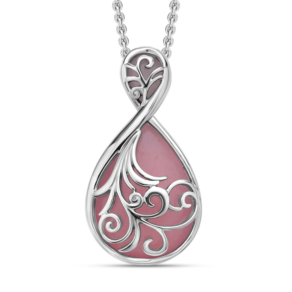 Rosenquarz Anhänger mit Kette, Edelstahl ca. 20.00 ct