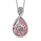 Rosenquarz Anhänger mit Kette, Edelstahl ca. 20.00 ct